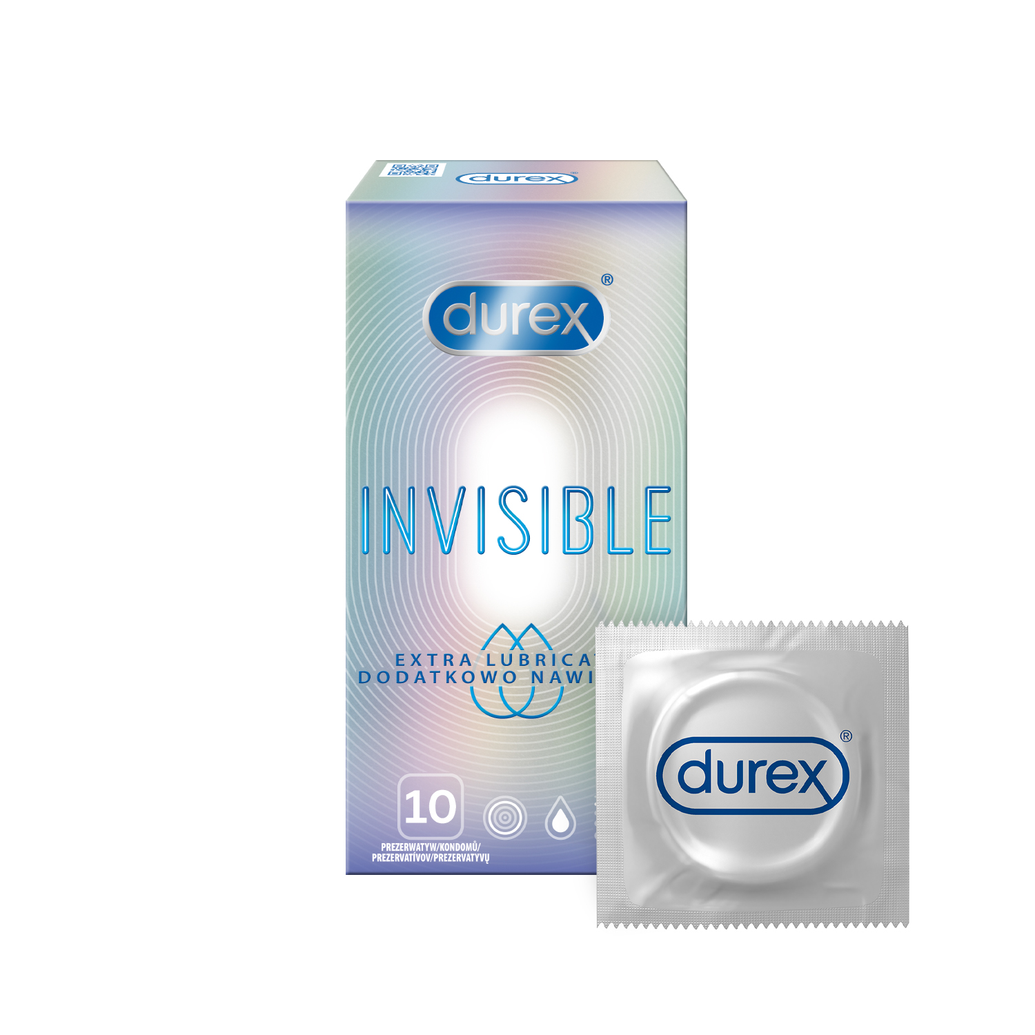 Durex Kondomy Invisible Extra Lubricated 10 ks