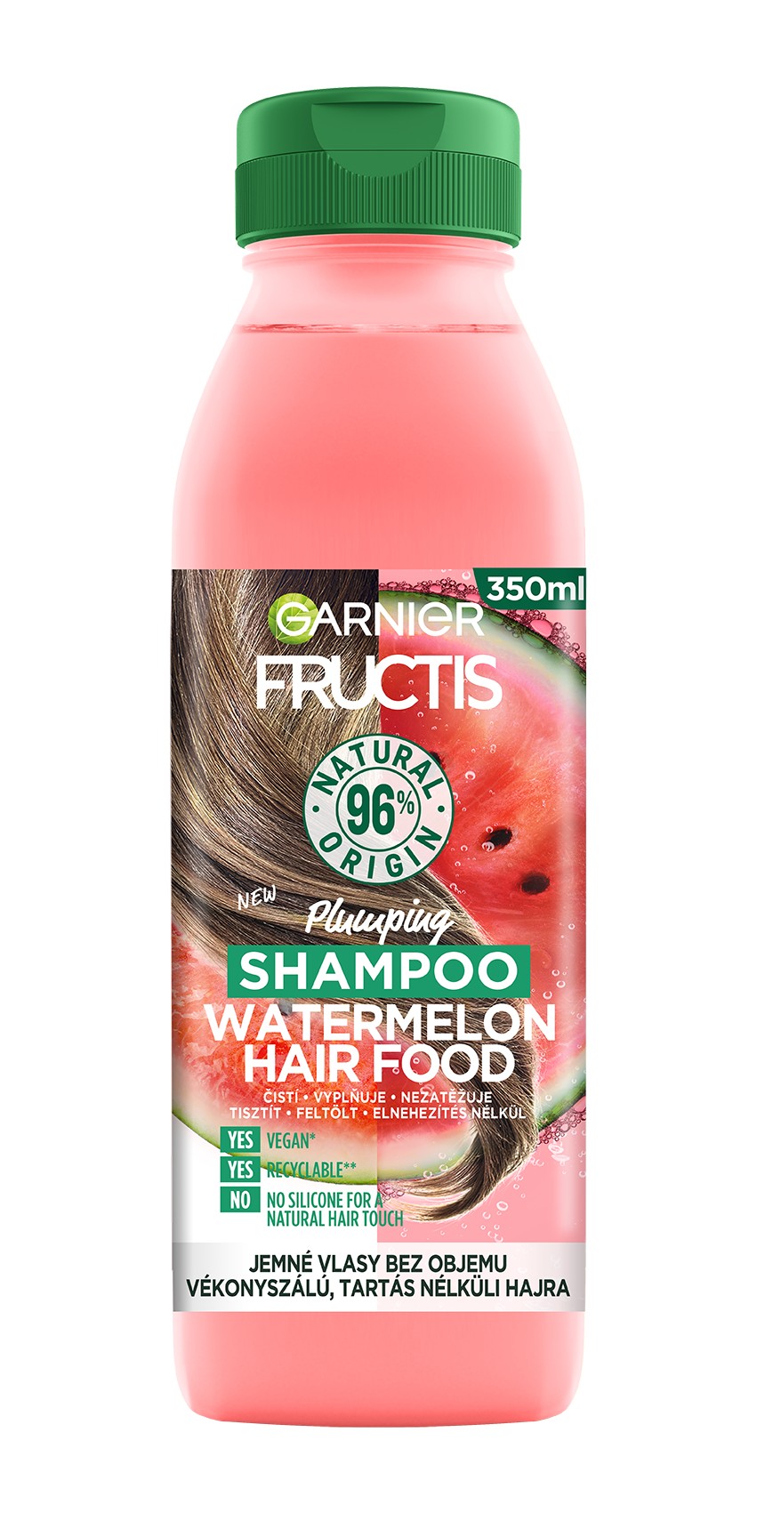 Garnier Jemný šampon pro objem vlasů Fructis Hair Food (Watermelon Plumping Shampoo) 350 ml