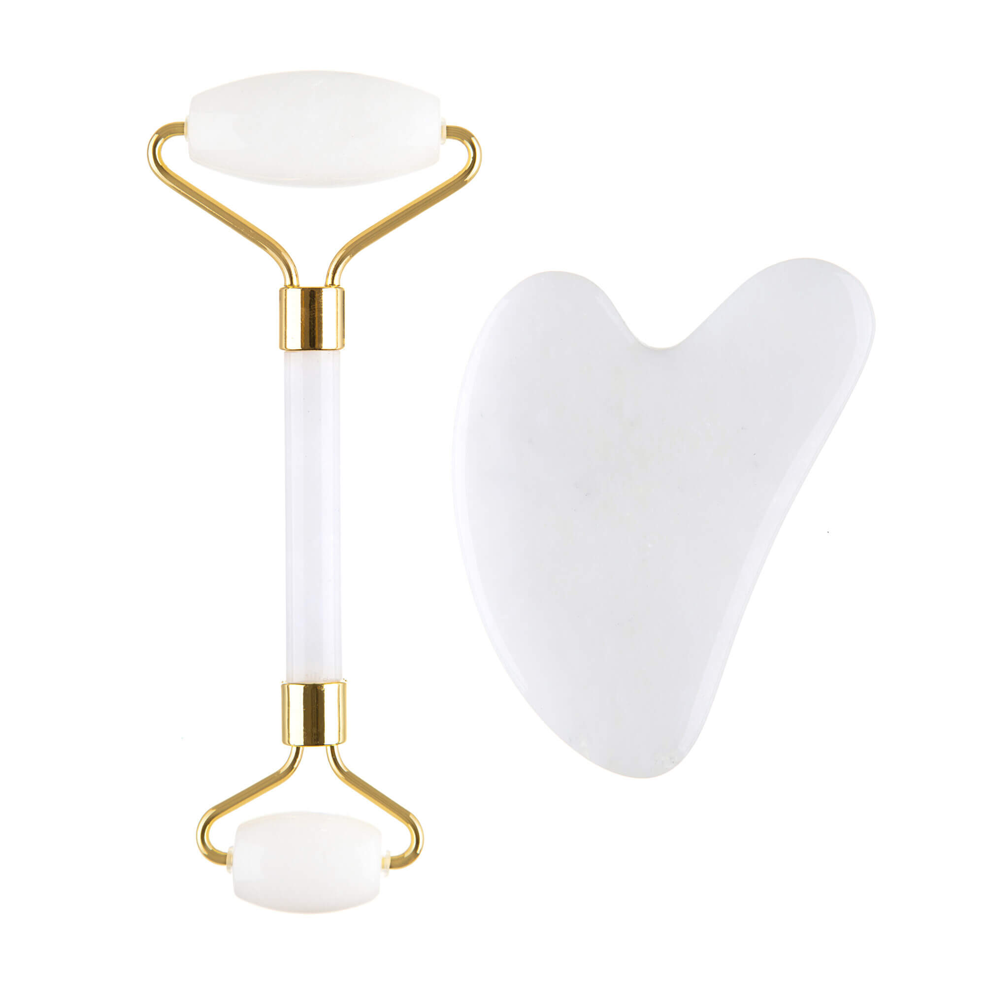 Palsar 7 Masážní váleček a destička Guasha bílý jadeit (White Jade Roller & Guasha Set)