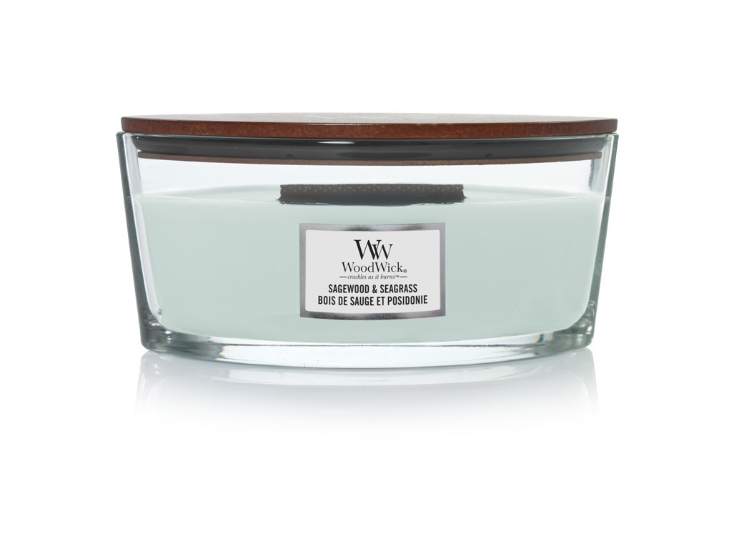 WoodWick Vonná svíčka loď Sagewood & Seagrass Elipsa 453,6 g