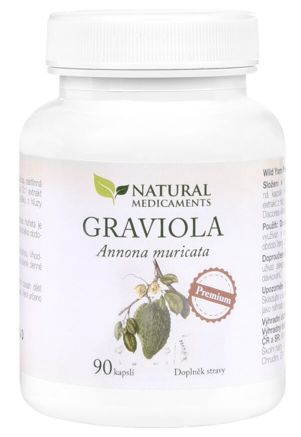 Natural Medicaments Graviola anona (Annona muricata) 90 kapslí